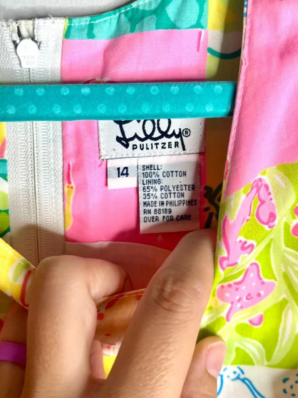 Lilly Pulitzer Girls' Patchwork Shift Dress Crazy Quilt Pattern Shift Preppy 14